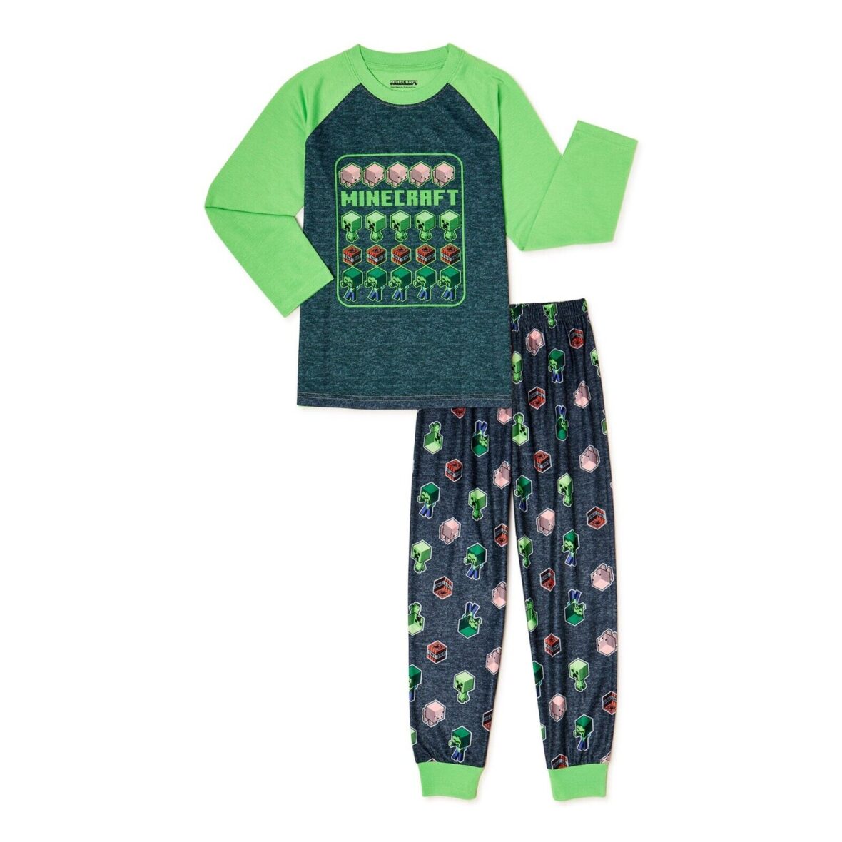 Minecraft Boys Long Sleeve 2-Piece Pajama Set Size XS (4/5)